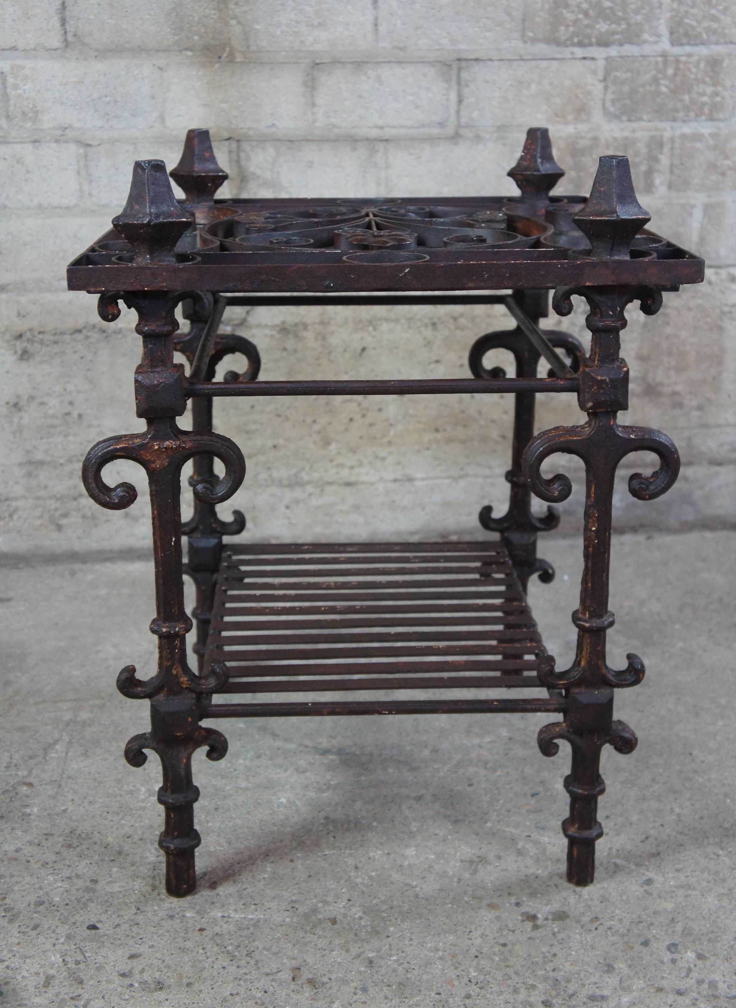 Old World Rustic Iron 2-Tier Mirrored Arhaus Ornate Scrolled Iron Side End Table 5