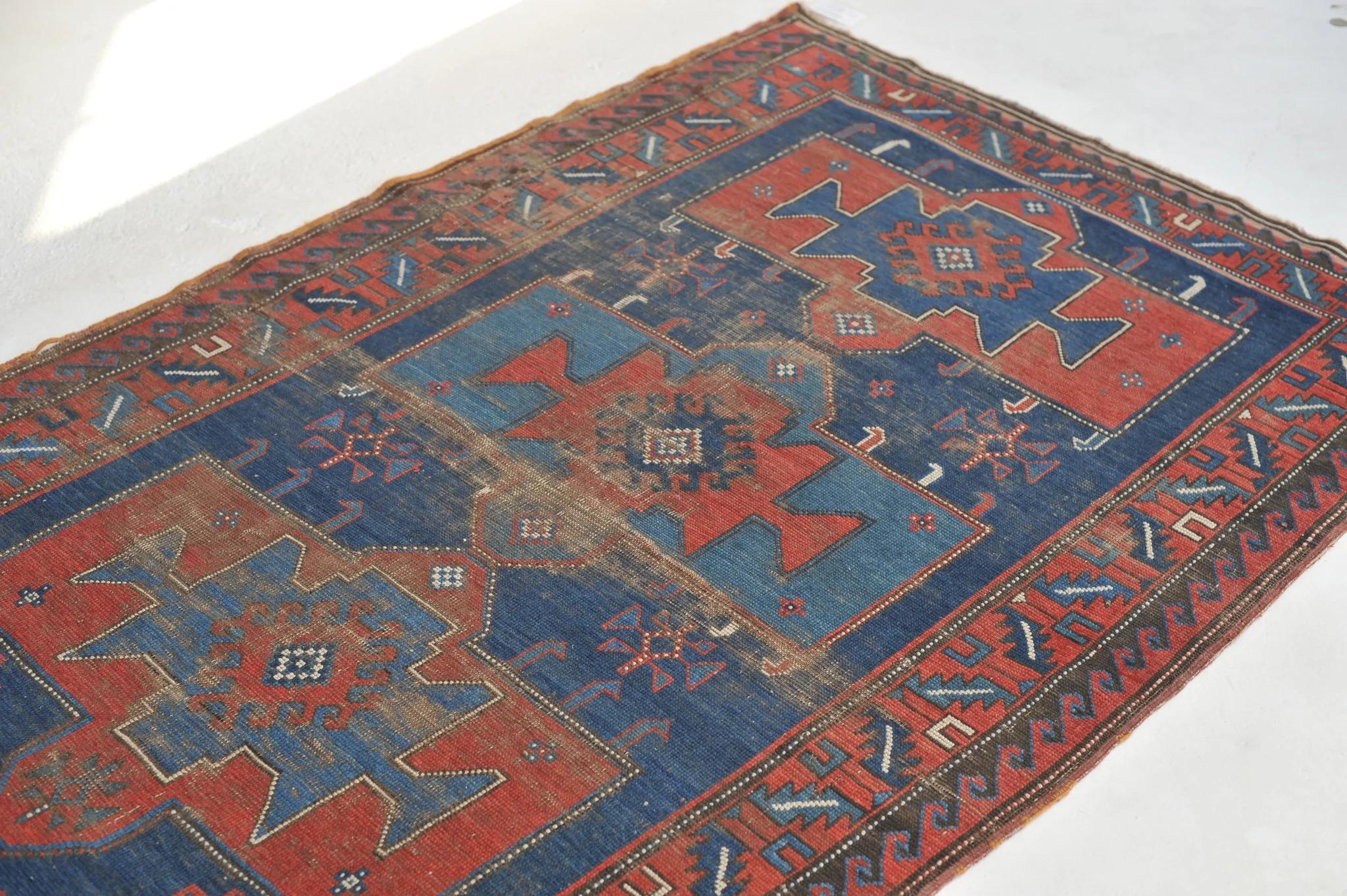 Old World Sensational Antique Caucasian Geometric Antique Kazak Tribal Rug For Sale 3