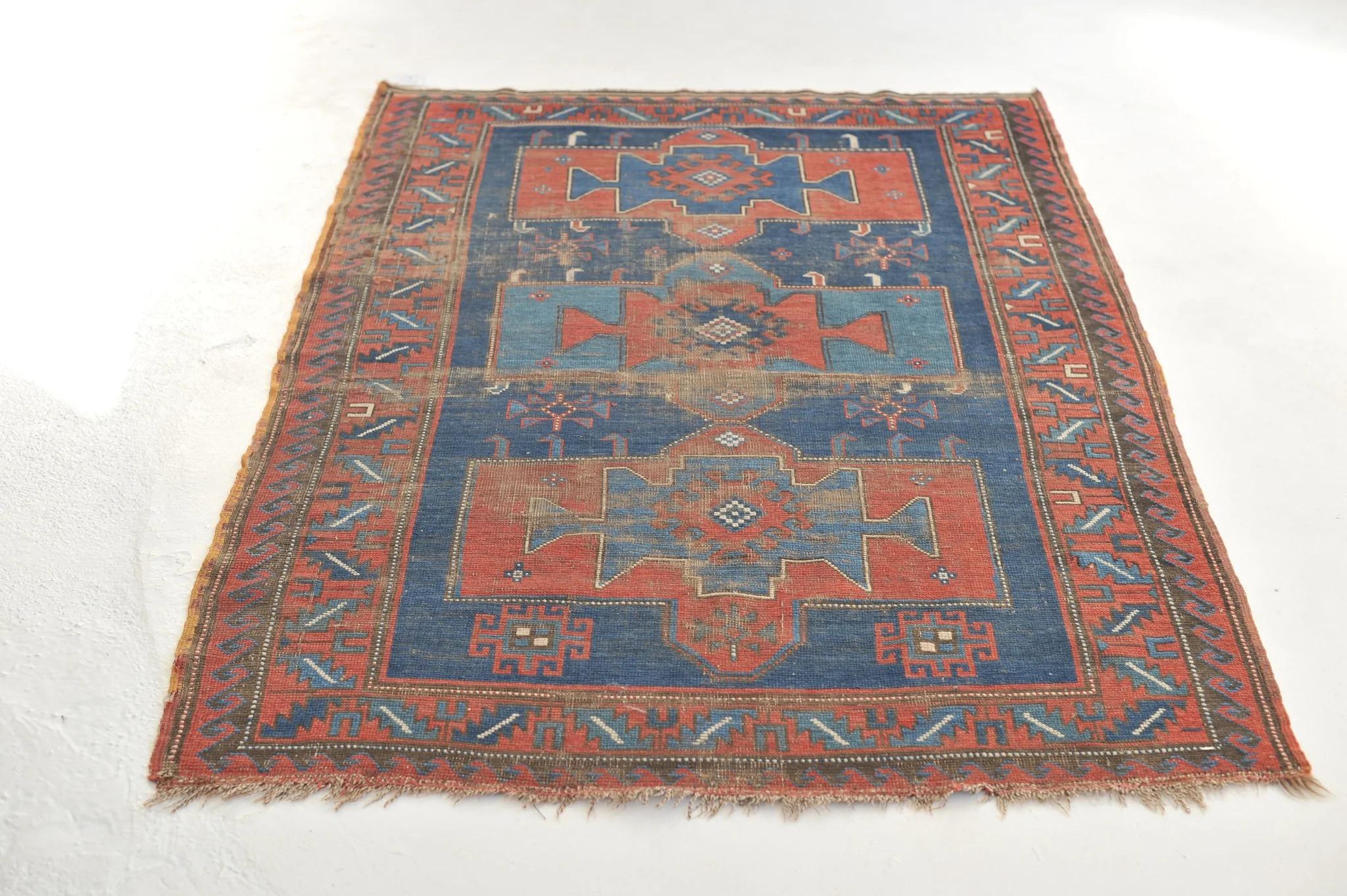 Old World Sensational Antique Caucasian Geometric Antique Kazak Tribal Rug For Sale 2