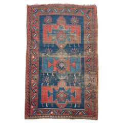 Tapis tribal caucasien ancien et géométrique antique du Vieux Monde Sensationnel