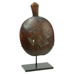 Old Worn Kuba Tribal Platter Incised Design, Early 20th Century, Congo