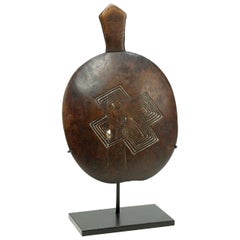 Old Worn Kuba Tribal Platter with Incised Design, Early 20th Century, Congo