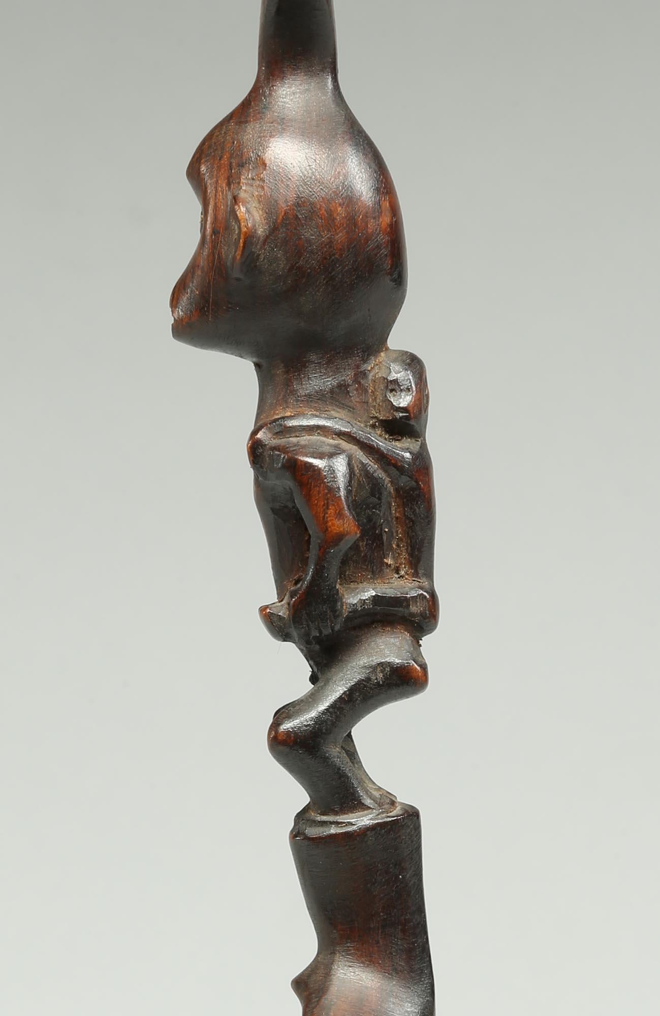 20th Century Old worn Philippine Spoon with Monkey Maternity Mother Figure with Baby on Back