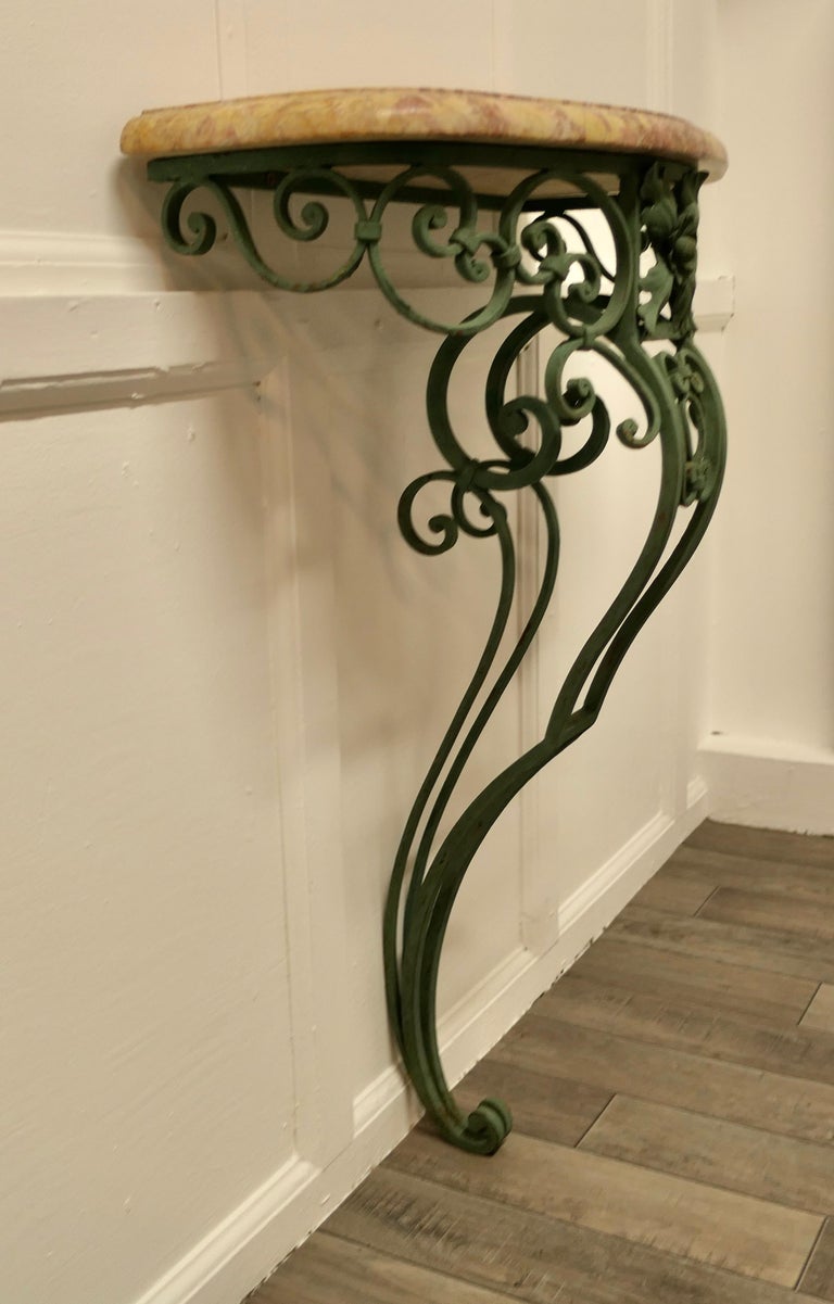 Old Wrought Iron French Marble Console or Hall Table For Sale at 1stDibs