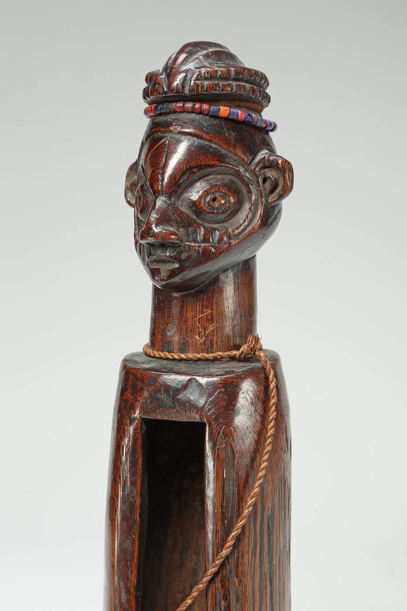 Hand-Carved Old Yaka Slit Drum, Deep Patina, Original Striker Congo Early 20th Century For Sale