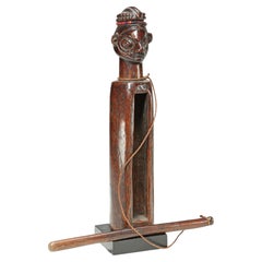 Old Yaka Slit Drum, Deep Worn Patina, Original Striker Congo Early 20th Century