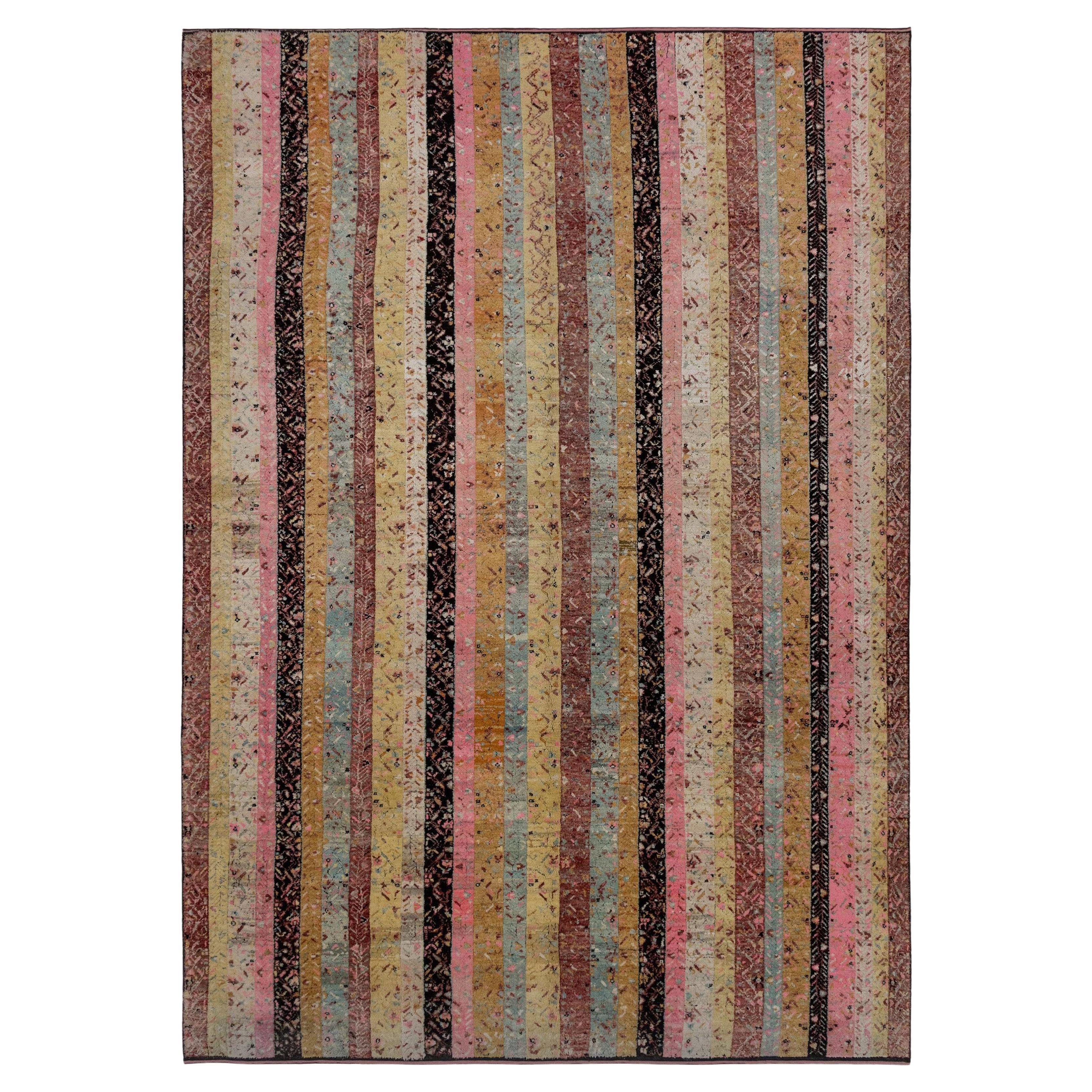 Alfombra de rayas de hilo viejo en venta