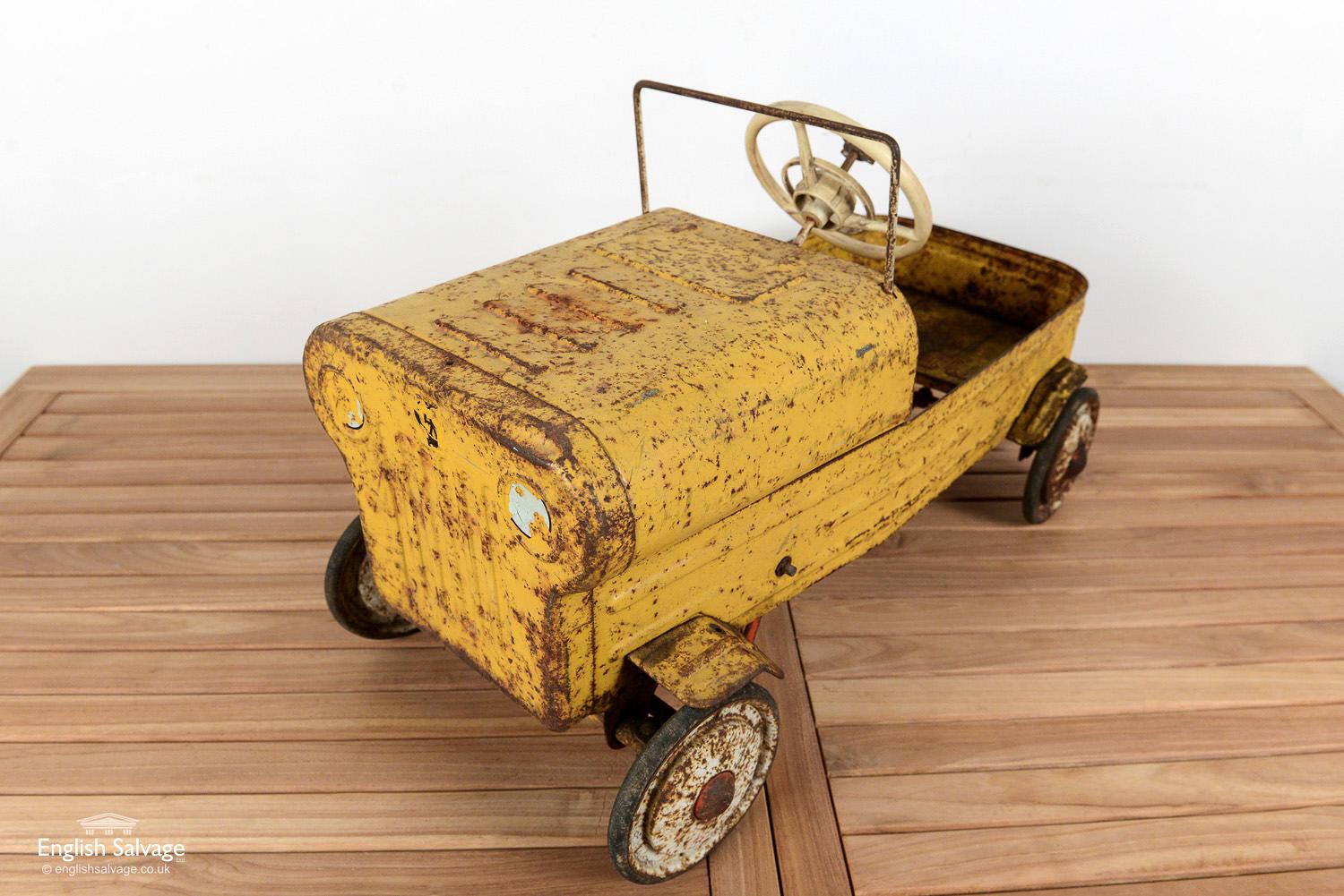 Old Yellow Military Style Metal Pedal Car, 20th Century For Sale 1