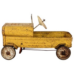 Old Yellow Military Style Metal Pedal Car, 20th Century