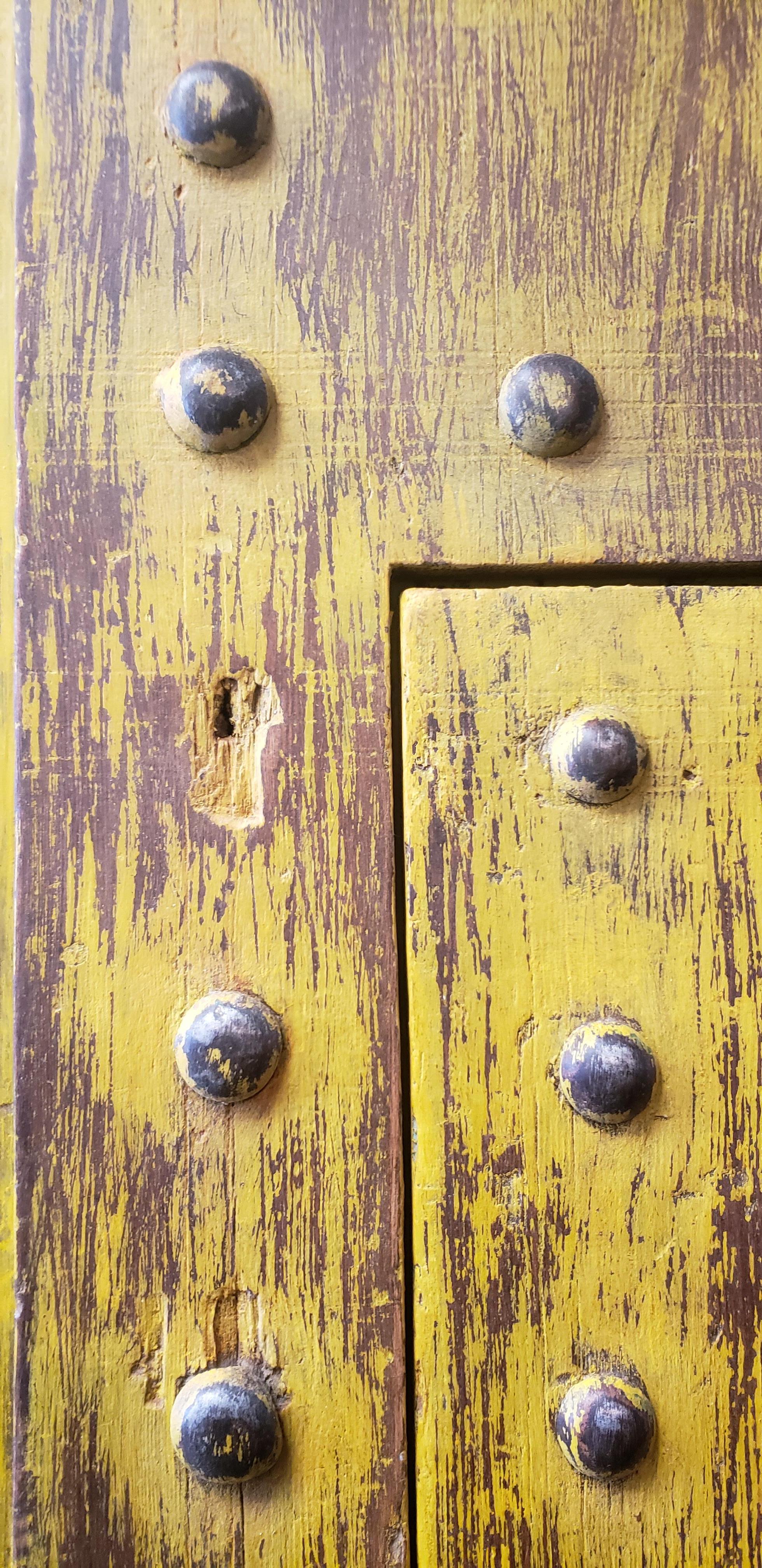 Carved Old Yellow Moroccan Wooden Door, 23MD41 For Sale