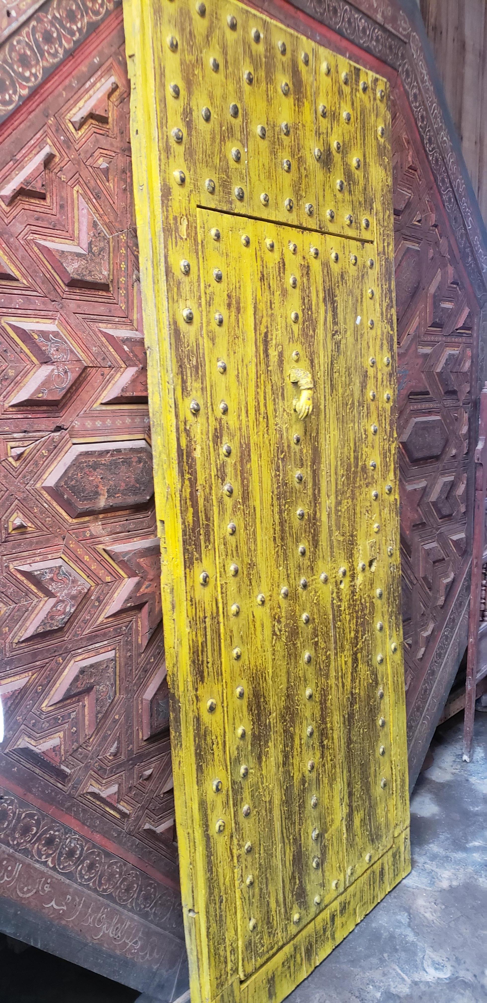 Old Yellow Moroccan Wooden Door, 23MD41 For Sale 1