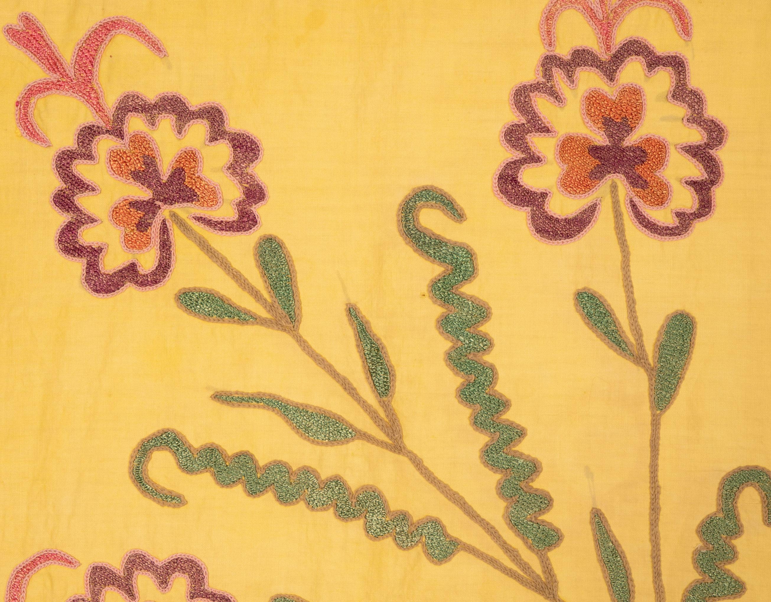 Old Yellow Suzani from Uzbekistan, 1930s 2