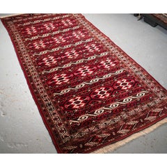 Old Yomut Turkmen Long Rug of Banded Design