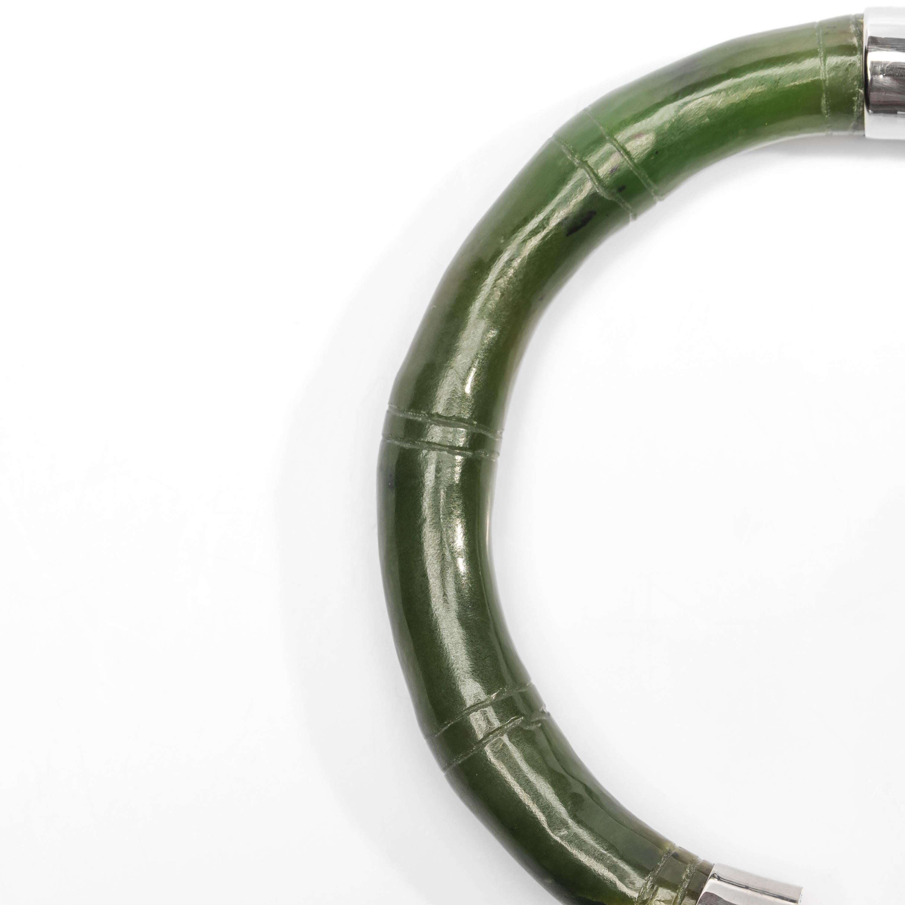 Older Nephrite Jade Bangle with Fine Finish In Excellent Condition In Southbury, CT