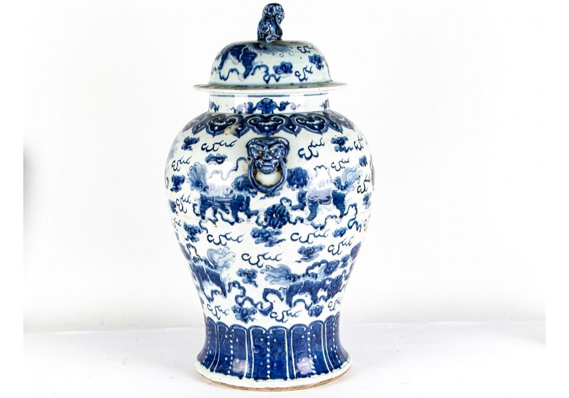 Older Pair of Large Scale Chinese Blue and White Ginger Jars 2