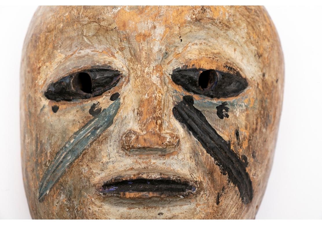 Hand-Carved Older Yoruba African Carved and Painted  Mask, Labeled