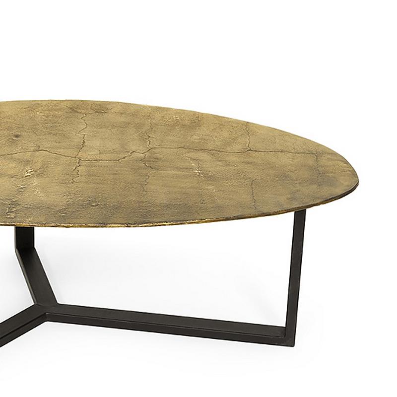 Italian Oldies Coffee Table in Antique Metal Finish in Brass or Silver Style