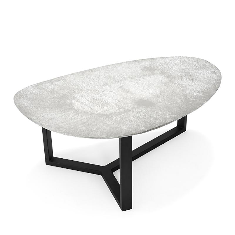 Contemporary Oldies Coffee Table in Antique Metal Finish in Brass or Silver Style