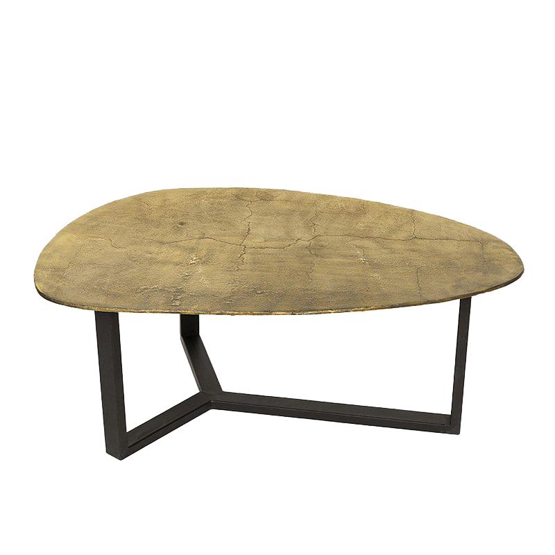 Oldies Coffee Table in Antique Metal Finish in Brass or Silver Style