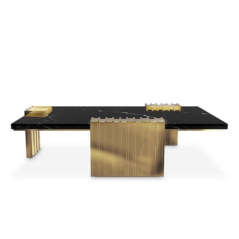 Noirci Table basse Oldies avec plateau en marbre noir en vente