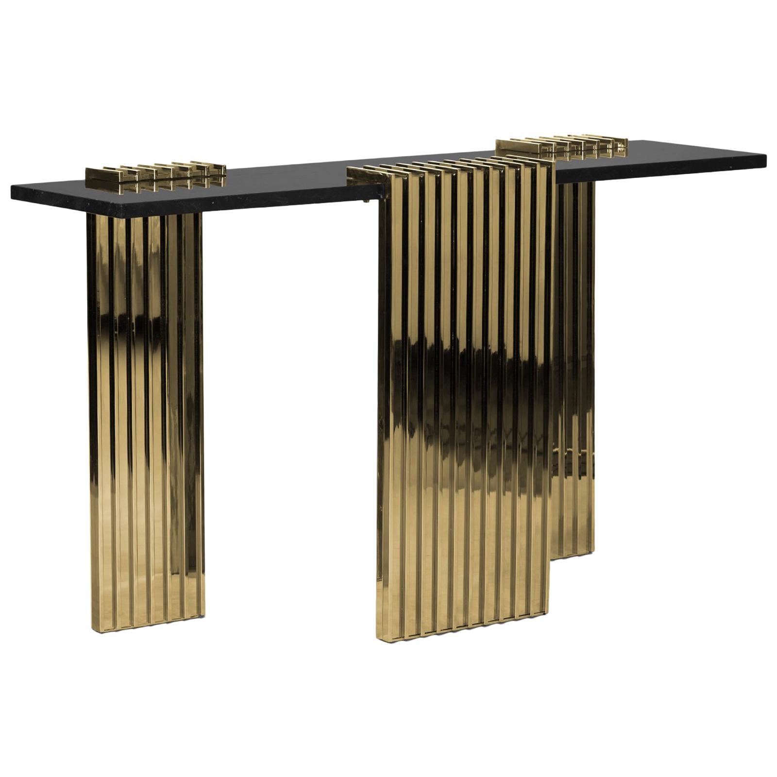 Oldies Console Table with Black Marble Top