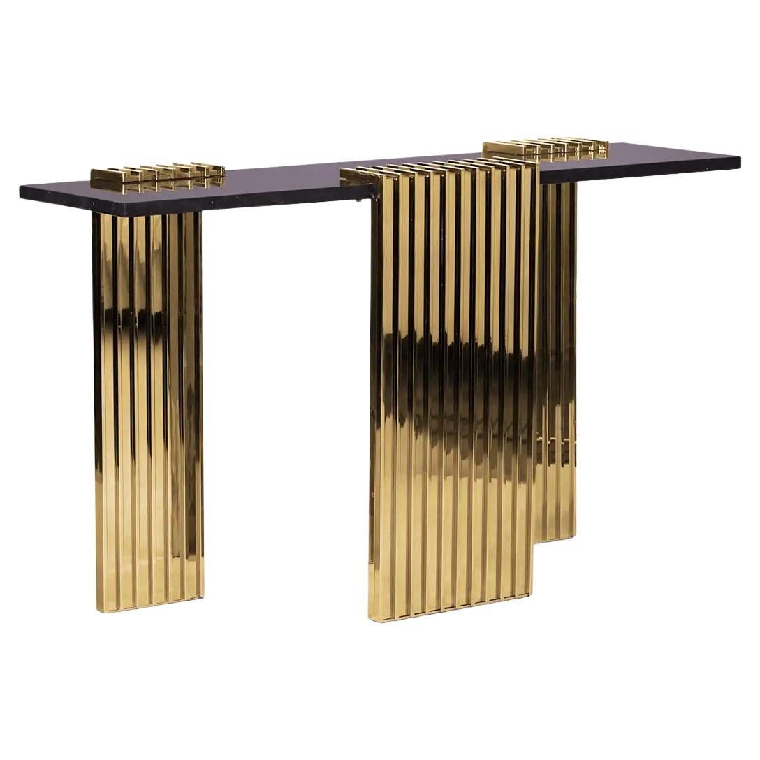 Oldies Console Table with Black Marble Top