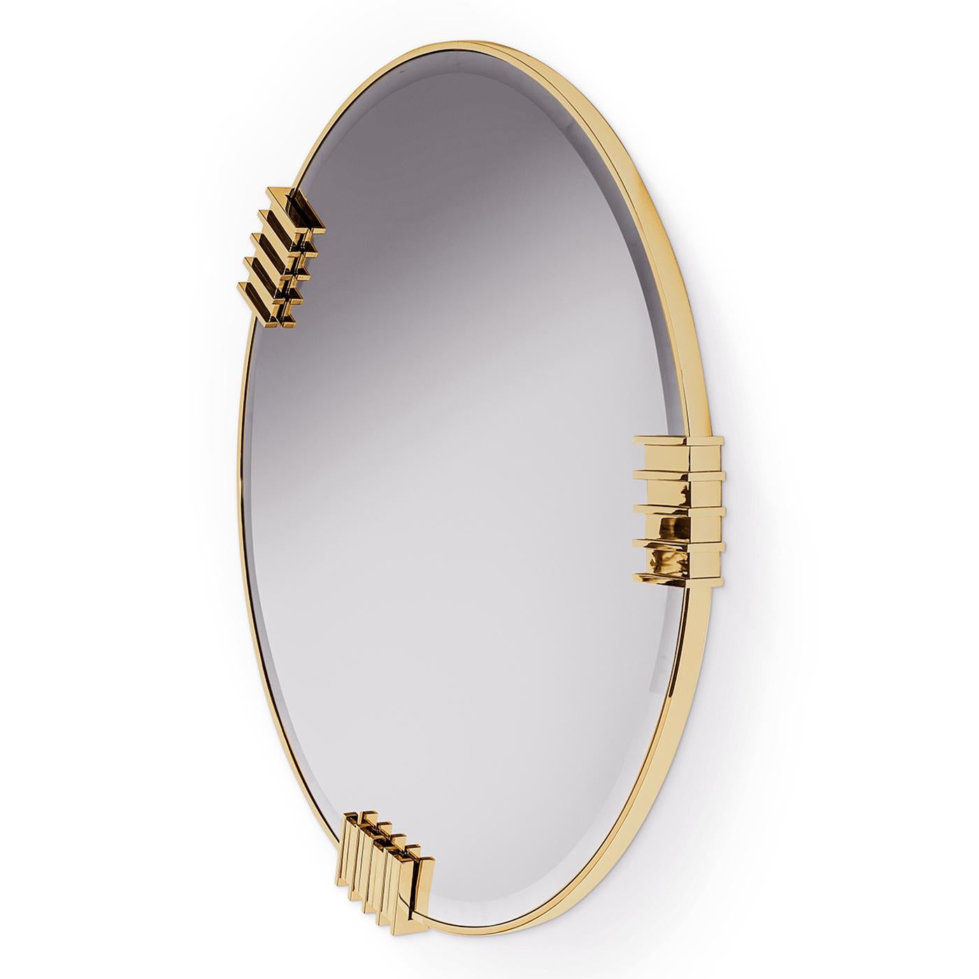 Mirror oldies round with solid brass frame in
polished finish and with round bevelled mirror glass.