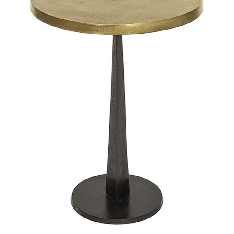 Italian Oldies Round Side Table with Top in Antique Metal Finish in Brass For Sale