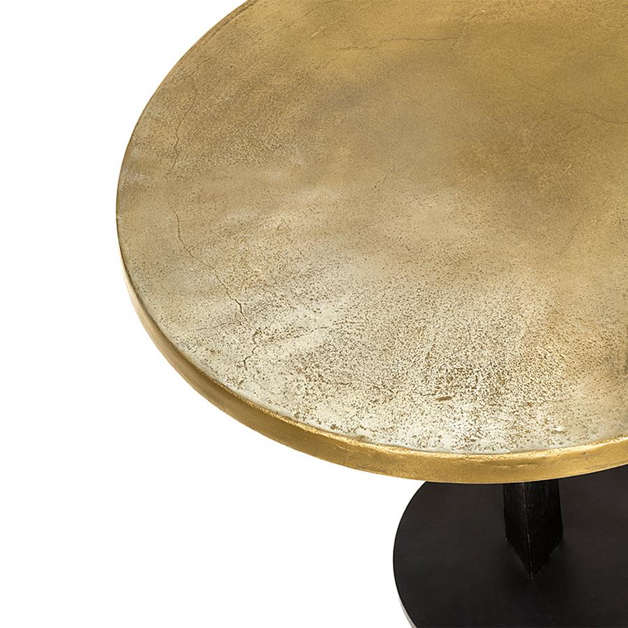 Italian Oldies Round Side Table with Top in Antique Metal Finish in Brass
