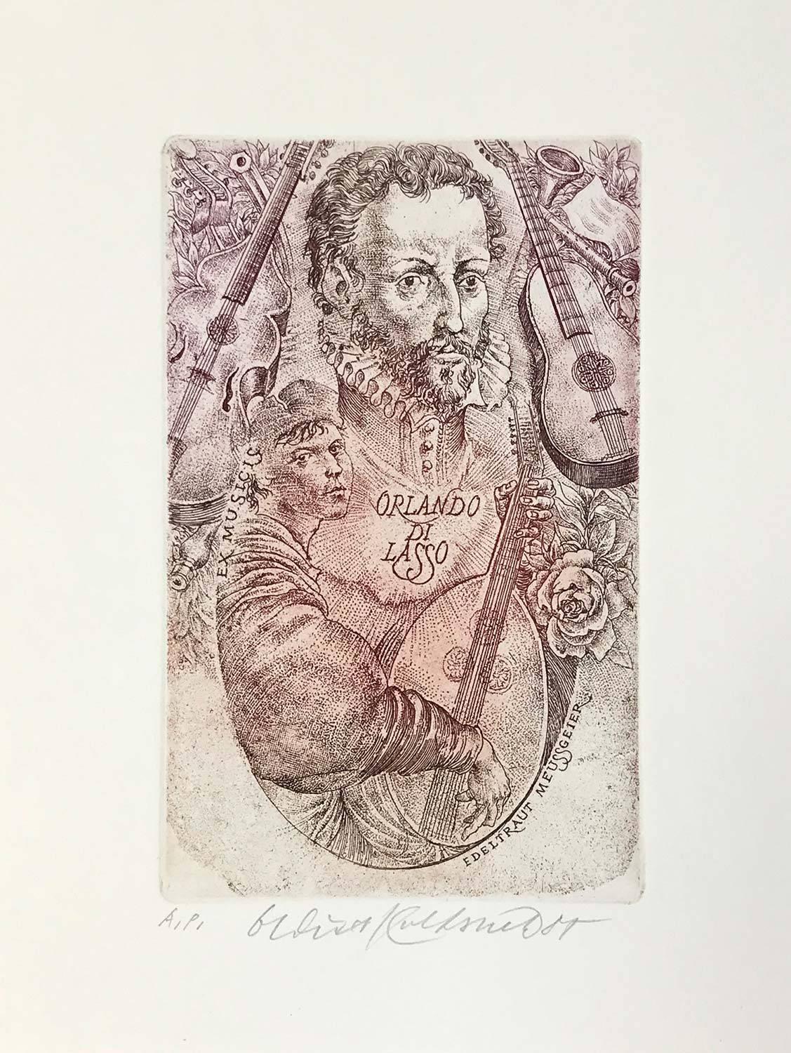 Oldrich Kulhánek Portrait Print - Ex Libris - Orlando di Lasso