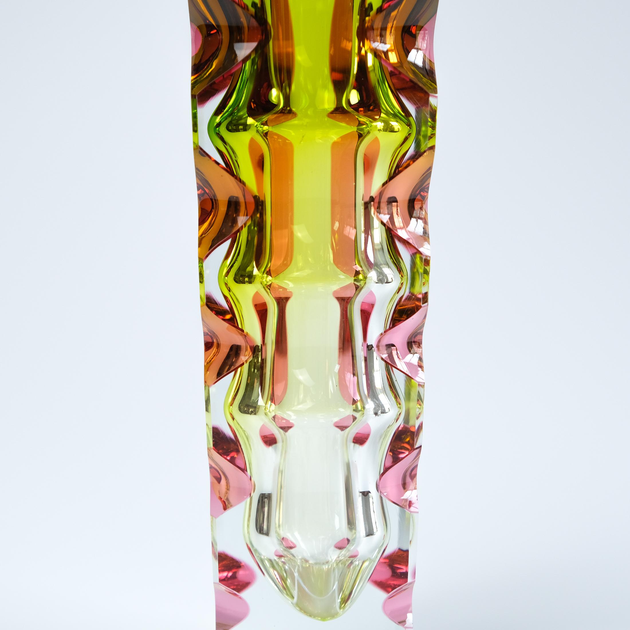 Oldrich Lipsky Cased & Cut Glass Vase For Novy Bor Exbor, Czechoslovakia c.1964 For Sale 3