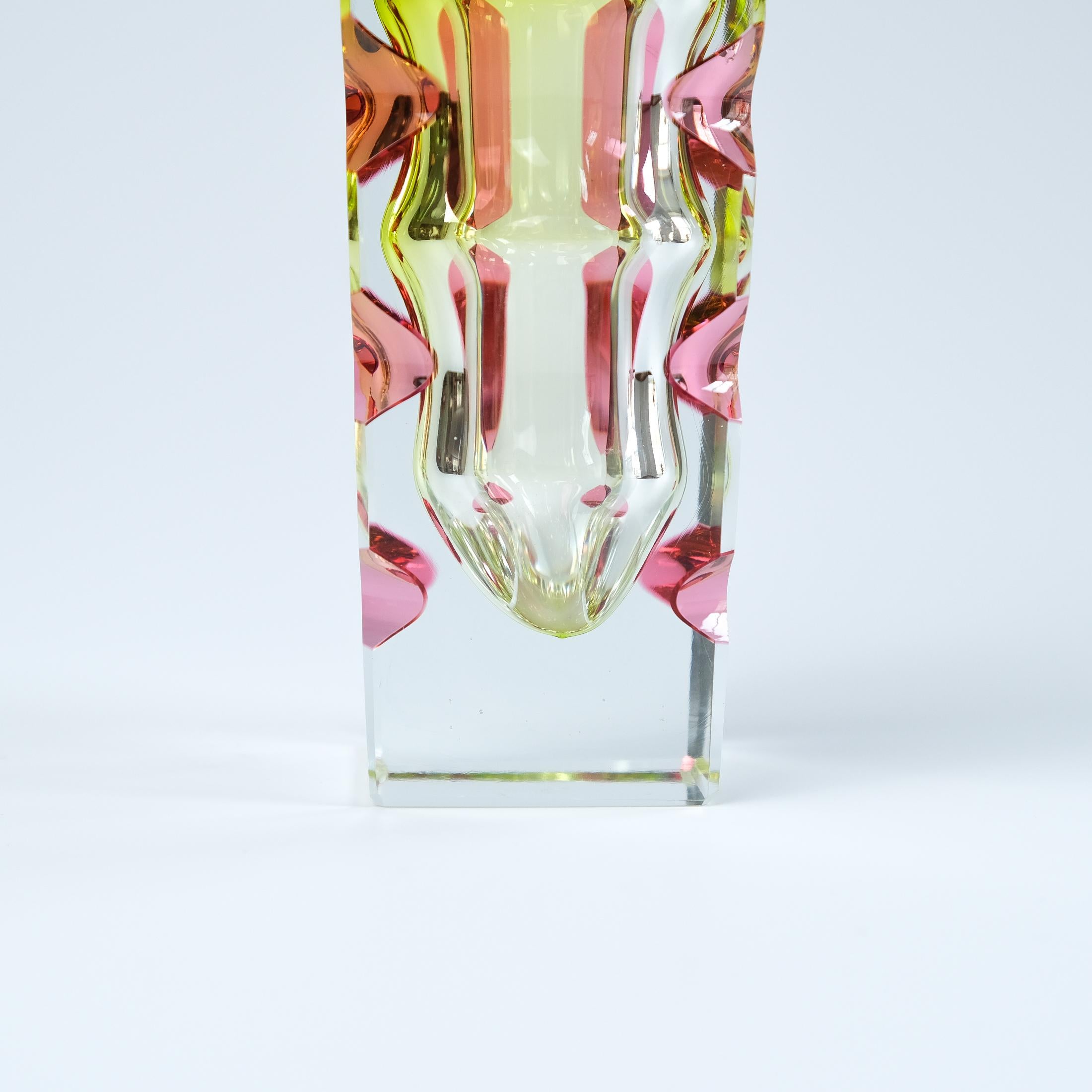 Oldrich Lipsky Cased & Cut Glass Vase For Novy Bor Exbor, Czechoslovakia c.1964 For Sale 2