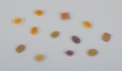 Ole Bjørn Krüger. 32 unique brooches in glazed stoneware. 1960s/70s