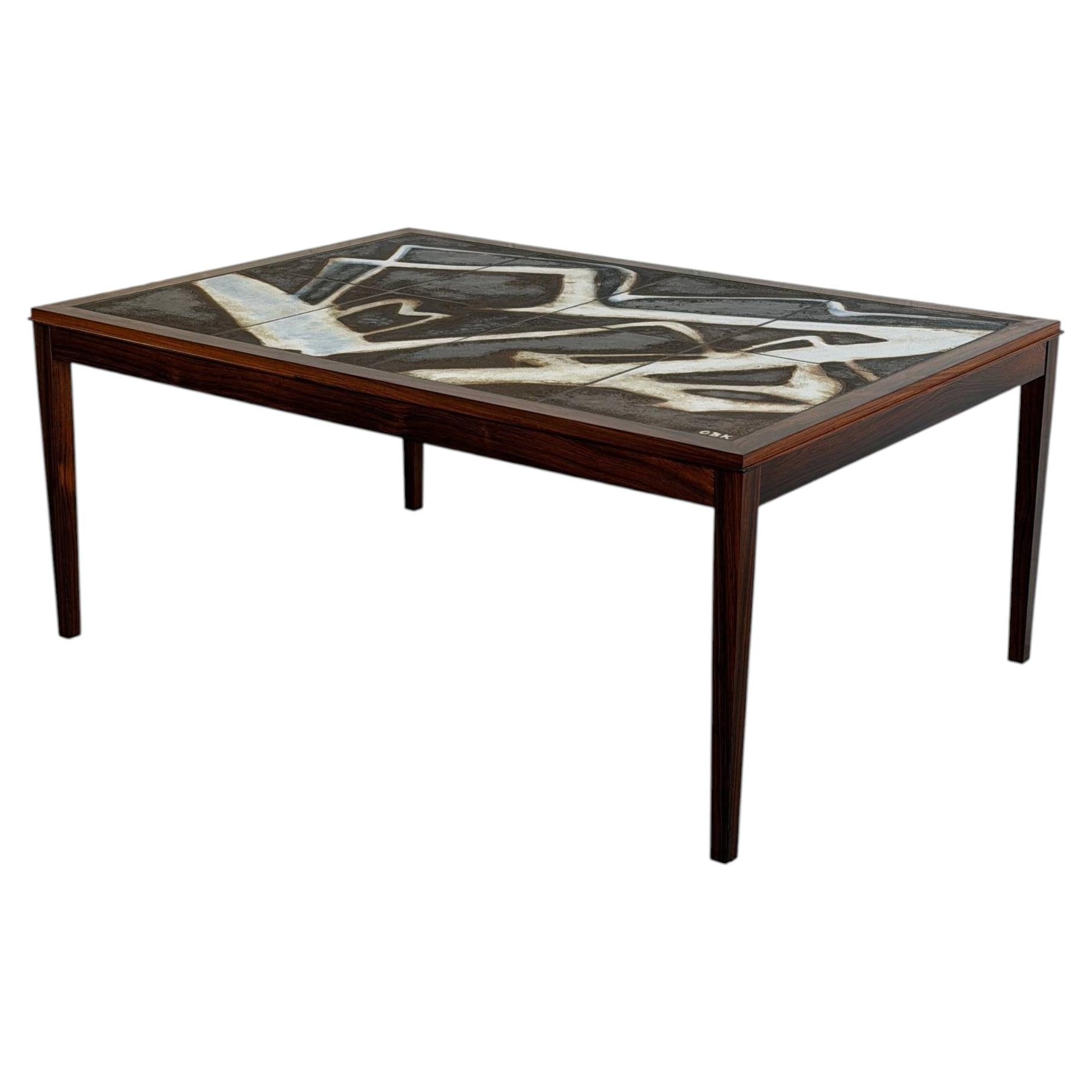 Table basse Ole Bjørn Krüger avec plateau en palissandre, style danois « Mid-Century Modern », années 1960 en vente