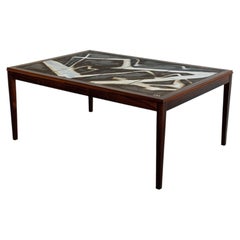 Ole Bjørn Krüger Rosewood Tile-Top Coffee Table Danish Mid-Century Modern 1960s