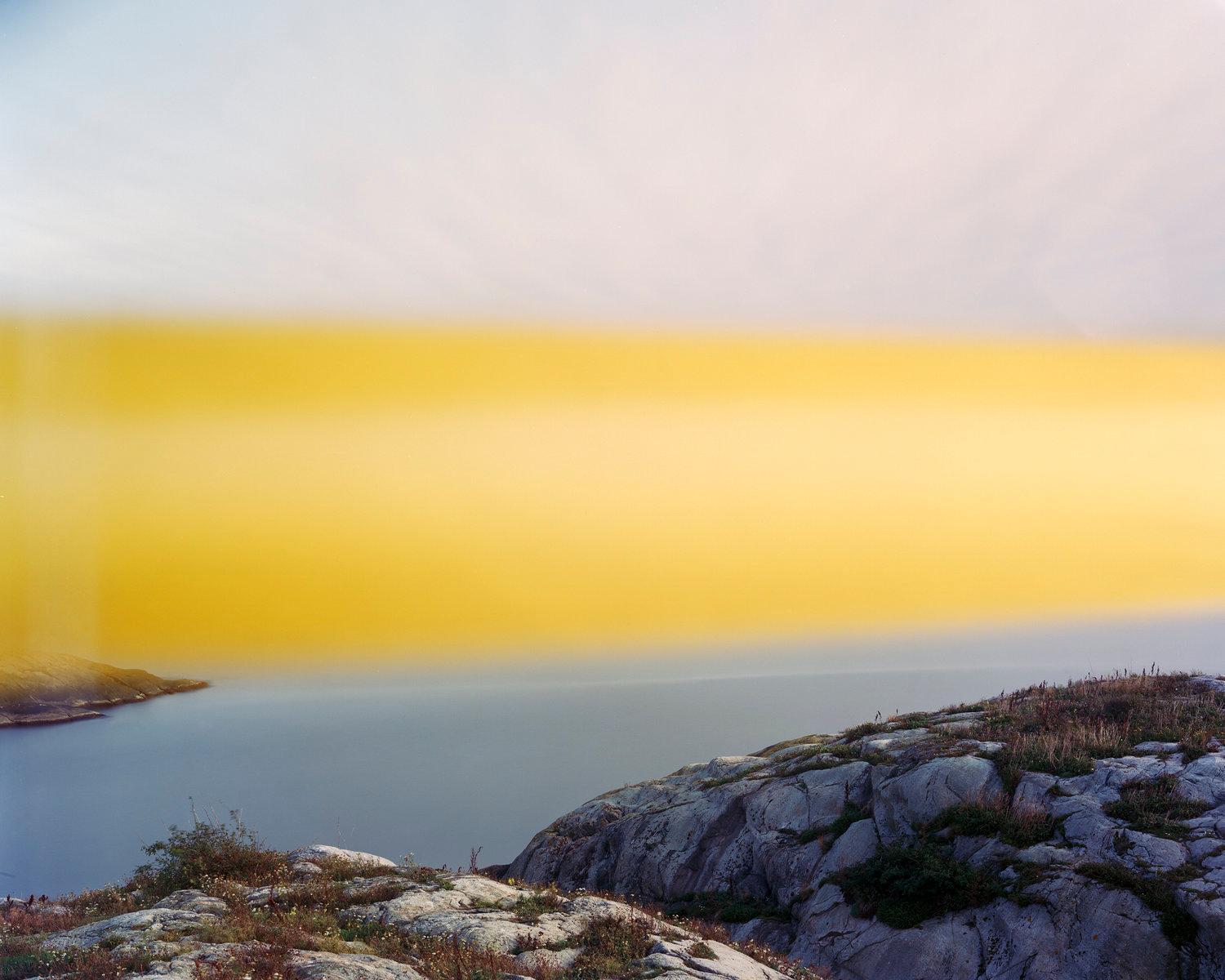 Ole Brodersen Landscape Photograph - Cloth #04- abstract sea landscape blue and yellow color photography