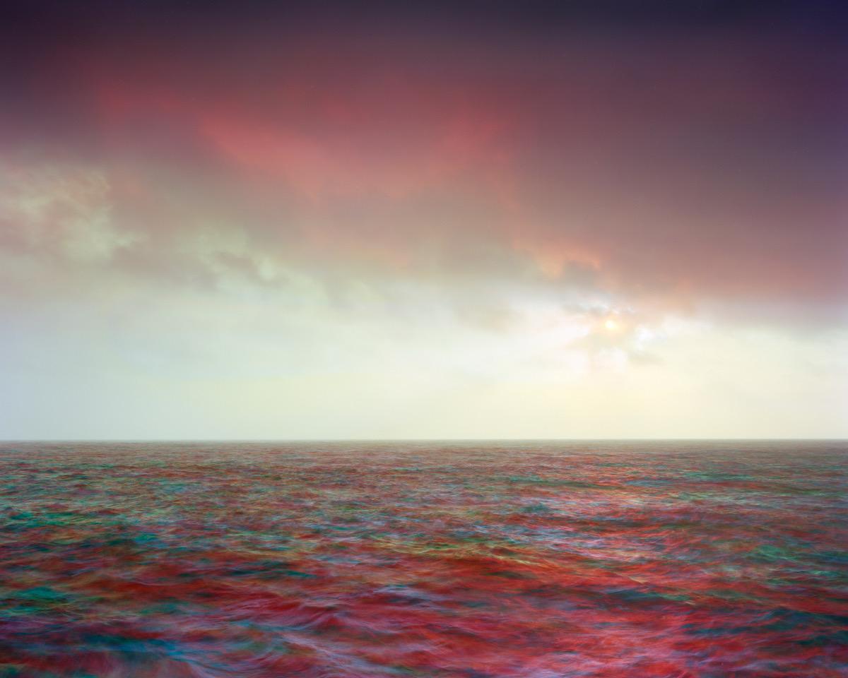 Ole Brodersen Landscape Photograph - Untiled #21 abstract sea landscape red and blue color contemporary photography
