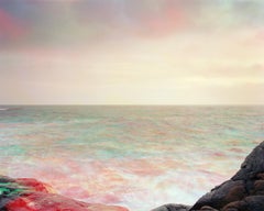 Abstrakte Meereslandschaft #22 in Rot und Blau, zeitgenössische Fotografie, unbedeckt