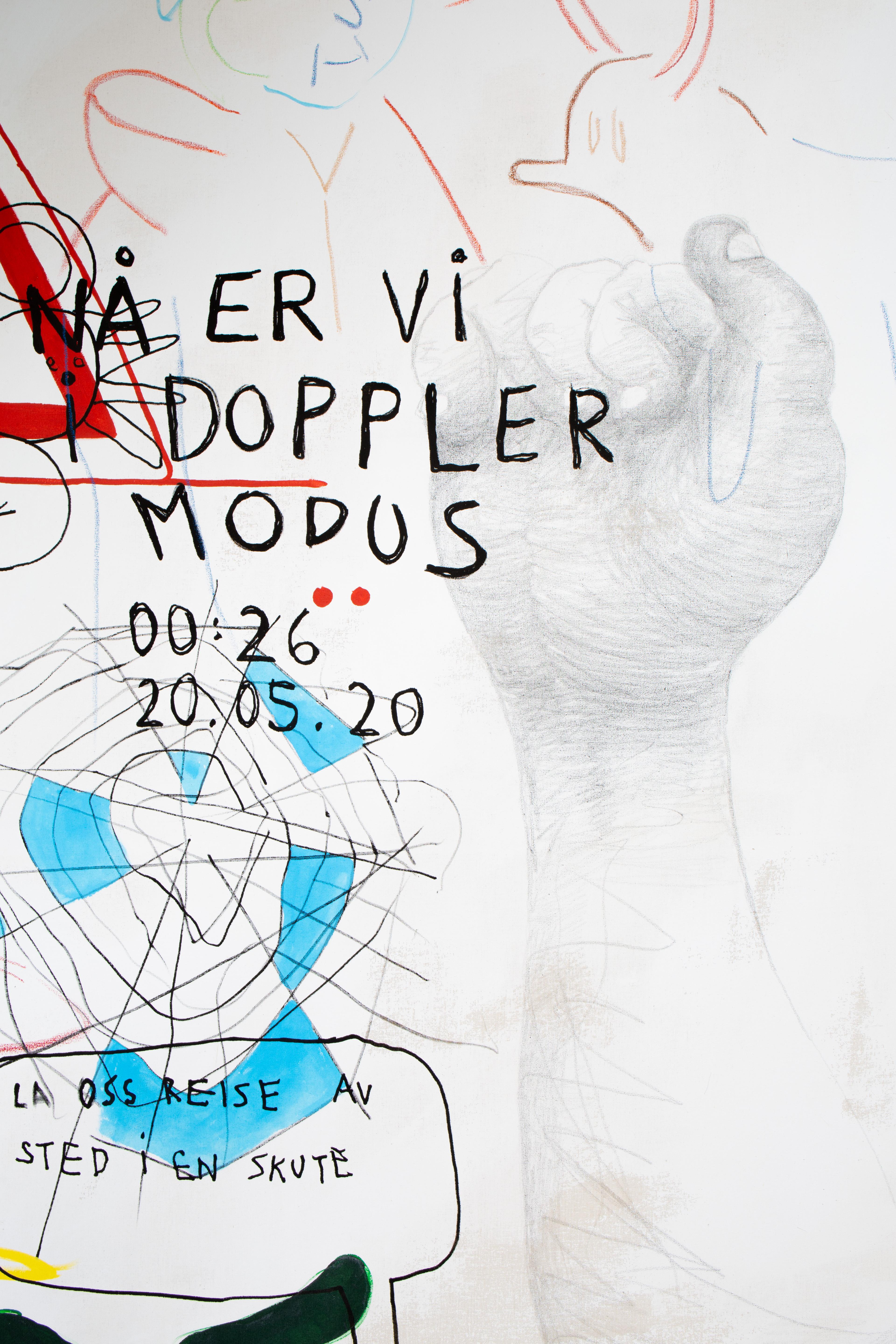 Signed and dated. 

«Doppler Modus» was part of O. F. Hvidsten's first solo-exhibition «This will never pass». The works comprising the exhibition is first and foremost a visual memory of two dramatic years since 2020 that have affected us all.