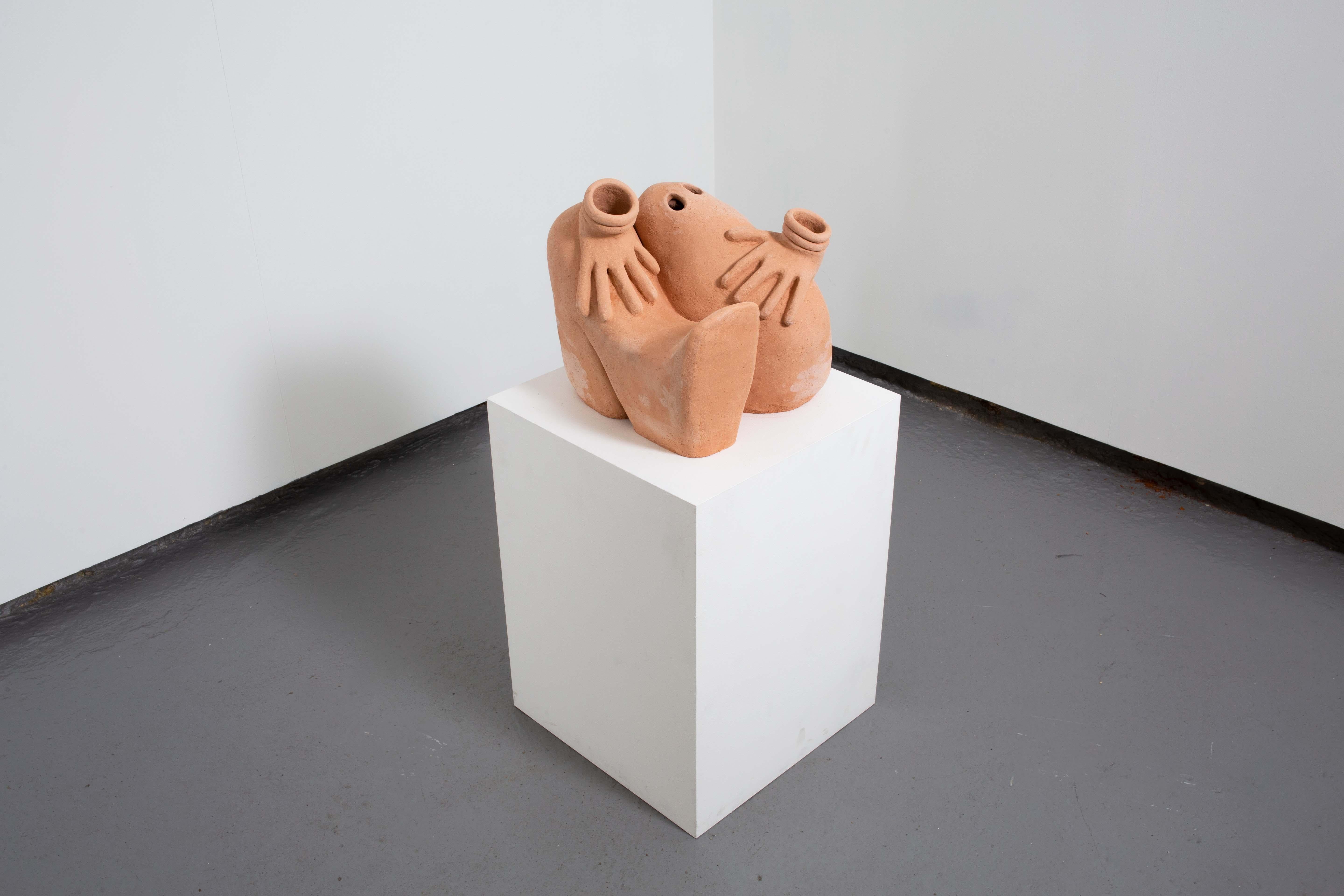 «Waited for someone» Ceramic Sculpture by O. F. Hvidsten - Beige Figurative Sculpture by Ole Fredrik Hvidsten