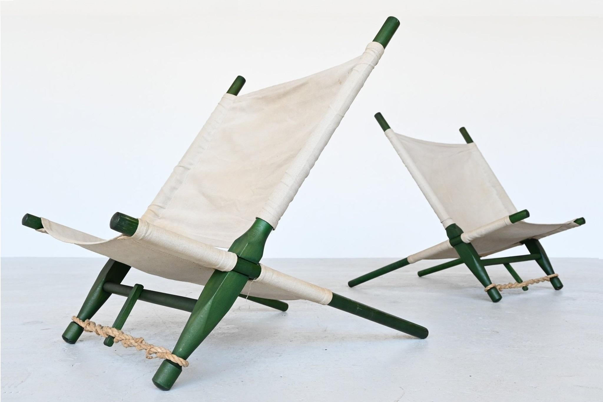 Lacquered Ole Gjerlov Knudsen Saw Pair of Lounge Chairs Cado, Denmark, 1958