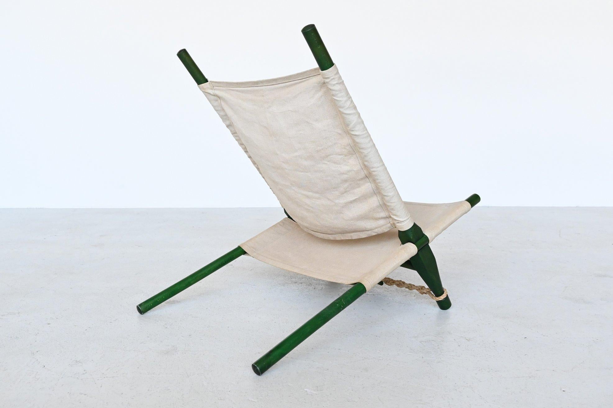 Canvas Ole Gjerlov Knudsen Saw Pair of Lounge Chairs Cado, Denmark, 1958