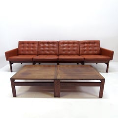 Ensemble de sièges en cuir Moduline d'Ole Gjerlov-Knudsen & Torben Lind, 1962