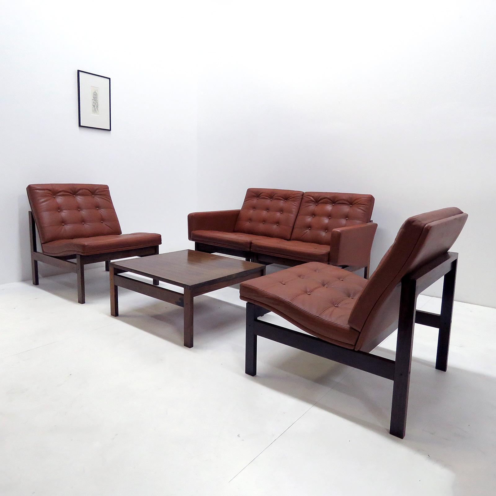 Ole Gjerlov-Knudsen & Torben Lind 'Moduline' Leather Seating Set, 1962 In Good Condition In Los Angeles, CA