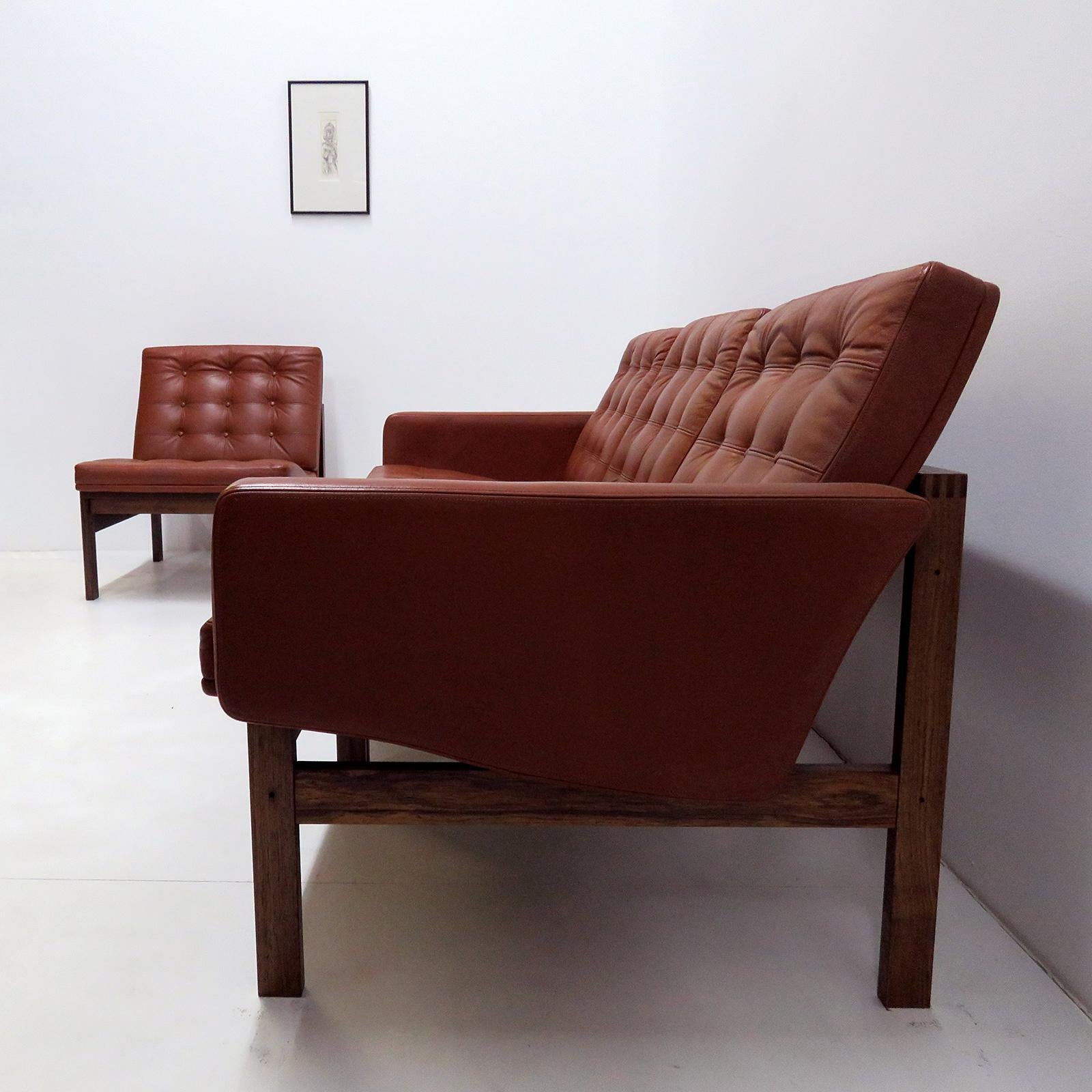 Mid-20th Century Ole Gjerlov-Knudsen & Torben Lind 'Moduline' Leather Seating Set, 1962 For Sale