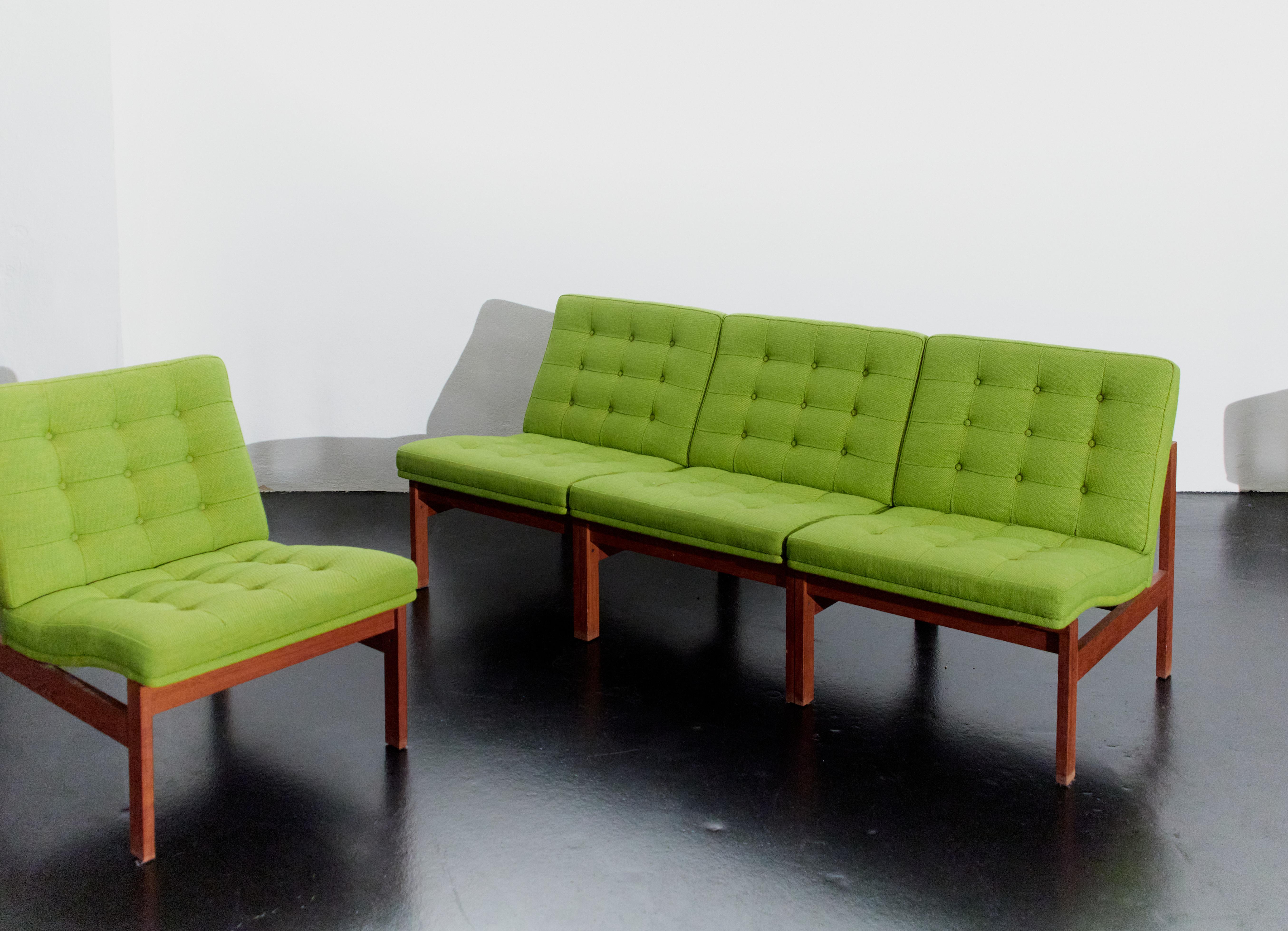 Fabric Ole Gjerlov-Knudsen & Torben Lind 'Moduline' Seating Set, Denmark, 1962