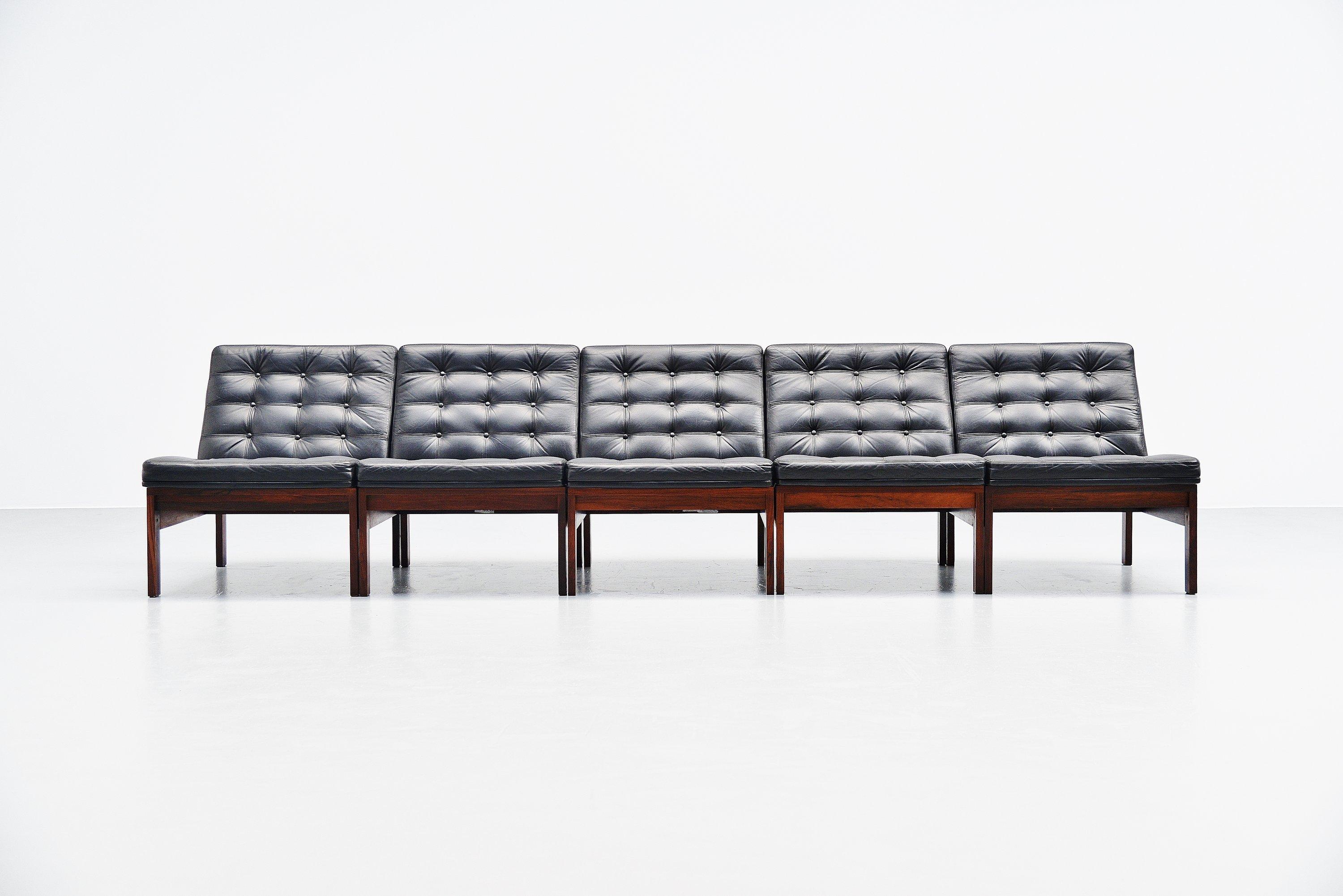 Scandinavian Modern Ole Gjerlov Knudsen Torben Lind Moduline Sofa, Denmark, 1962