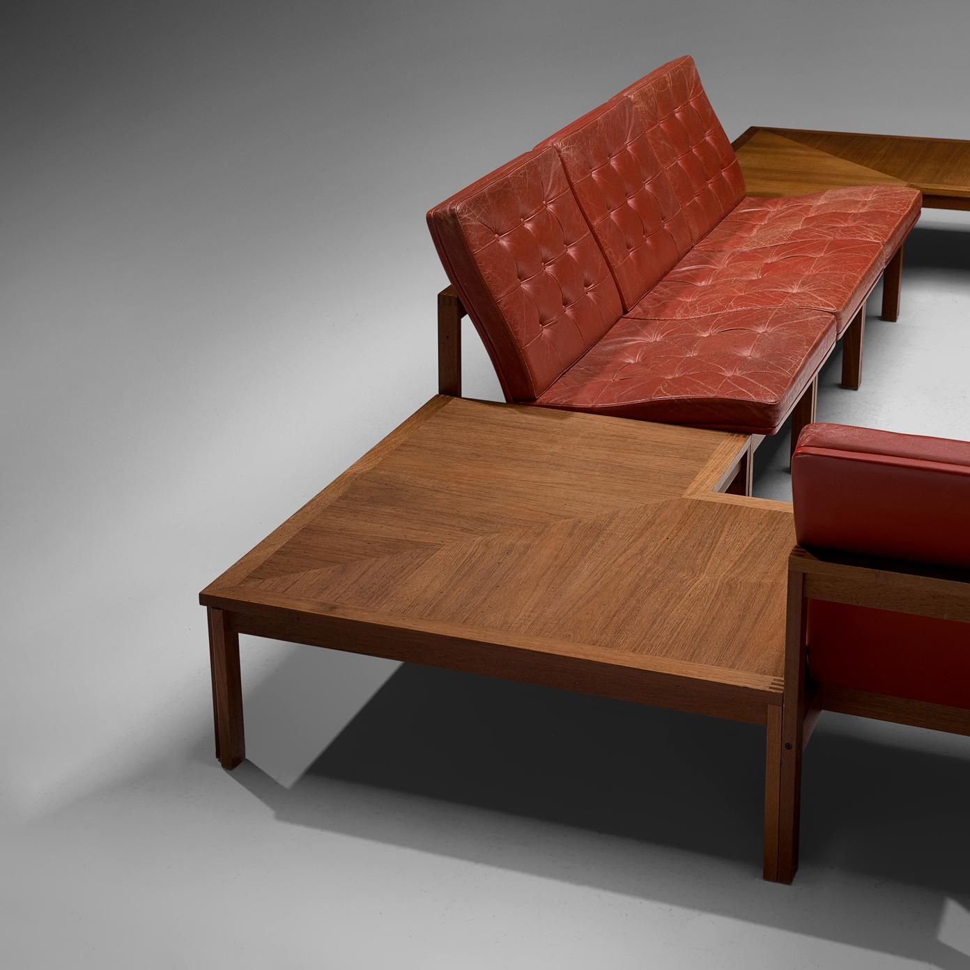 Ole Gjerløv-Knudsen for France & Søn Living Room Set in Red Leather  For Sale 1
