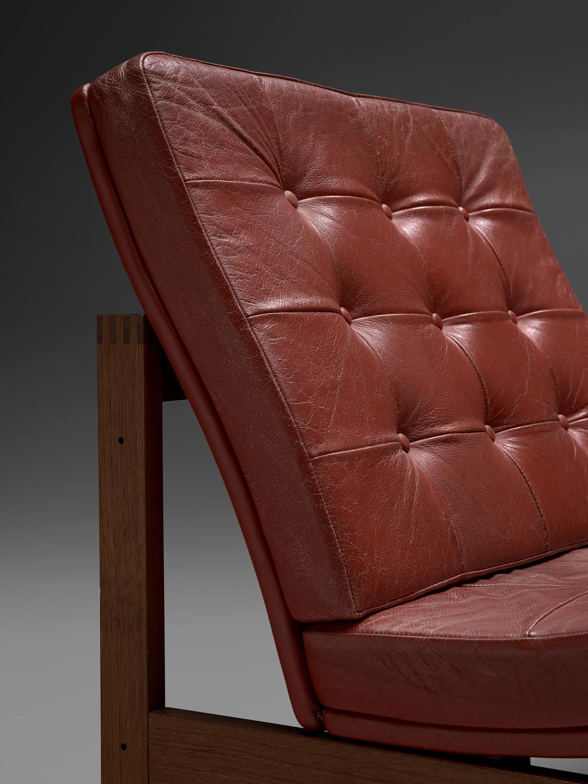 Ole Gjerløv-Knudsen for France & Søn Living Room Set in Red Leather 3