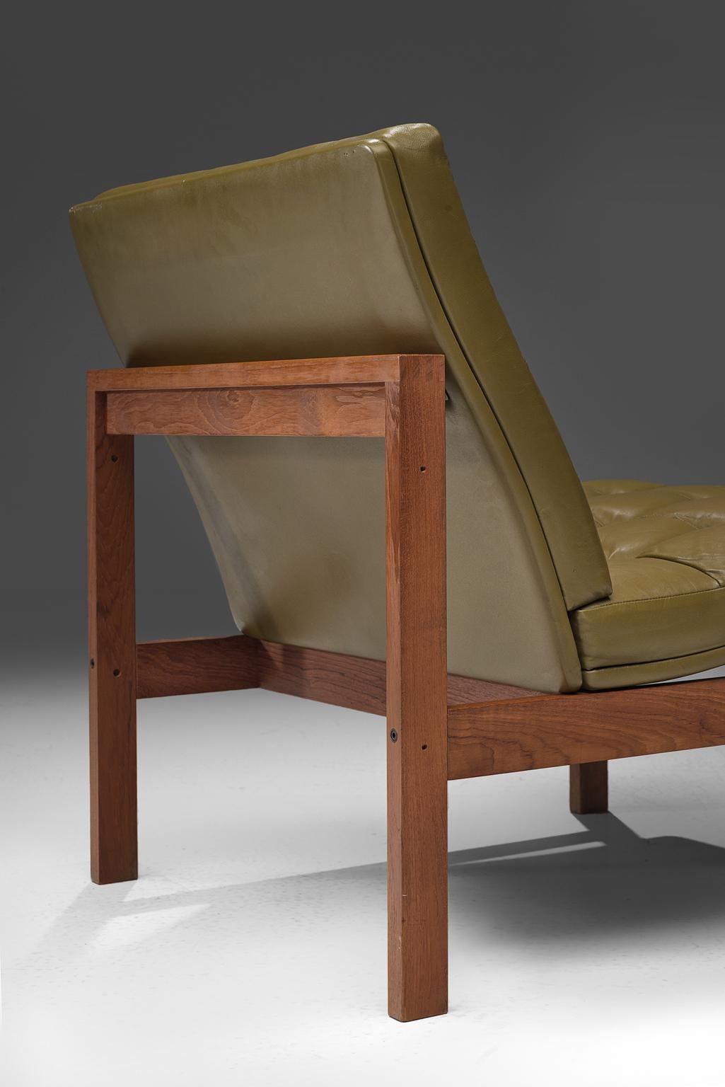 Mid-20th Century Ole Gjerløv-Knudsen & Torben Lind for France & Son Green Leather Lounge Chairs